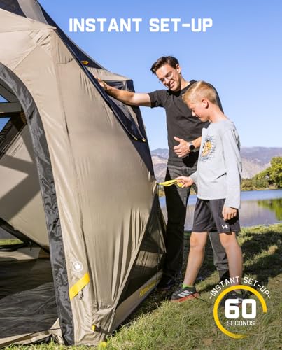 FanttikOutdoor Alpha C6 Ultra Instant Cabin Tent 6 Person Pop Up Camping Tent Setup in 60 Seconds Portable with Rainfly & Windproof for Outdoor Camping & Overlanding Khaki
