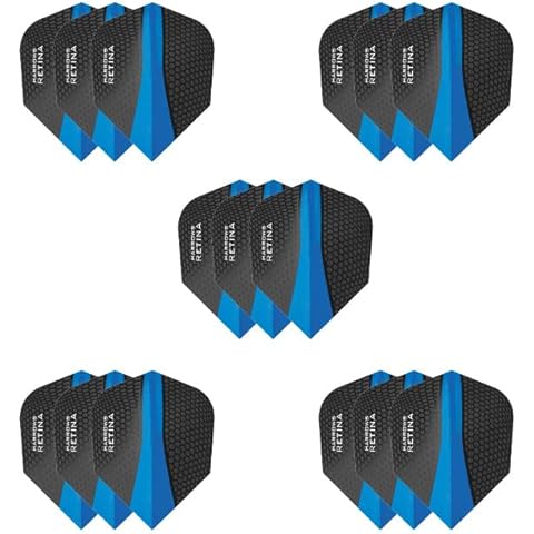 Harrows Retina Dart Flights | 5 x sets Darts Flights (15 Flights Total) I 100 Micron Dart Flights I Premium Extra Strong Made in UK I Professional Darts Accessories I Blue Dart Flights Cover