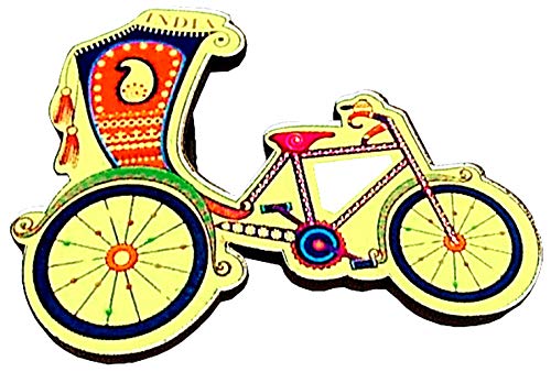 Aimant de réfrigérateur décoratif en bois rigide motif rickshaw - 3