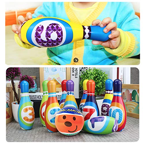 Sanlebi Kids Bowling Set with 10 Pins 2 Balls Indoor&Outdoor Bowling Games Ball Toys Early Development Gifts for Children Toddler Kids - Thumbnail 3