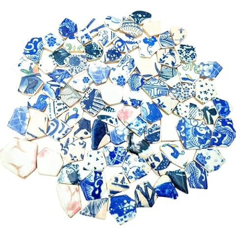 1.1 LB Porcelain Ceramic Mosaic Tiles,Broken Irregular Mosaic Tiles for DIY Craft Floor,Kitchen,Pool, Flower Pots Mosaic Making Supplies (Mix Color) Cover