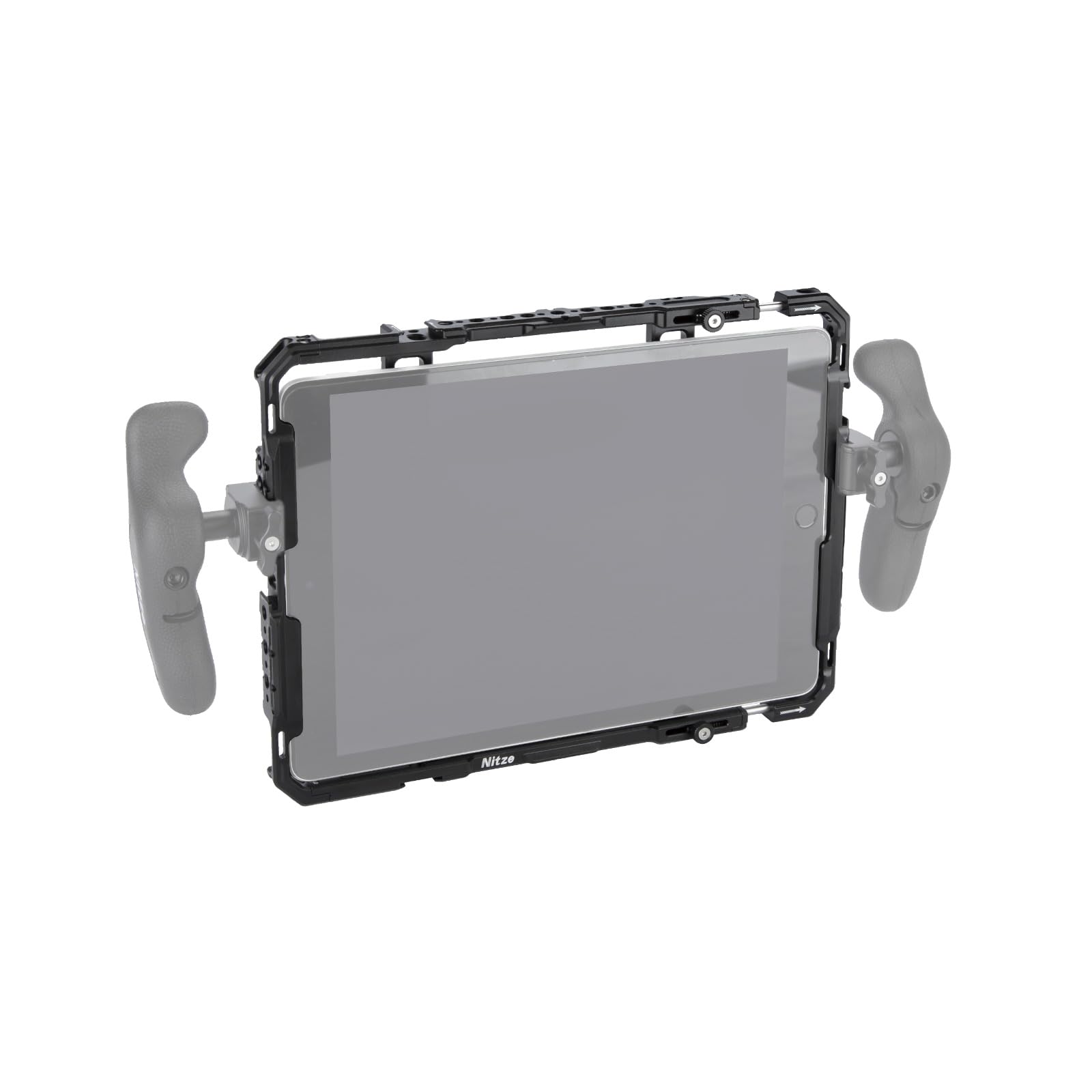 Nitze Uchwyt na klatkę na tablet z szynami NATO, regulowany 25-27.3 cm, wbudowana zimna stopka, kompatybilny z ekranem 9-11 cali
