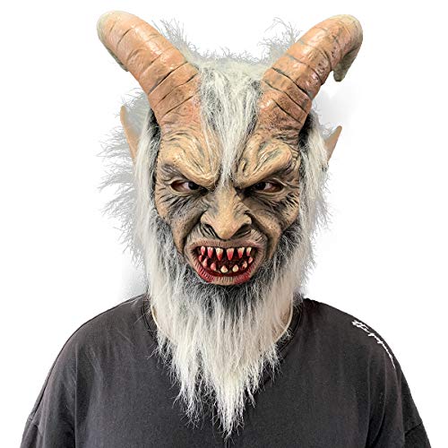 ZMJ Lucifer Mask with Horns Scary Devil Krampus Masks Halloween Cosplay Costume Props Grey ZMJ Lucifer Mask with Horns Scary Devil Krampus Masks Halloween Cosplay Costume Props Grey