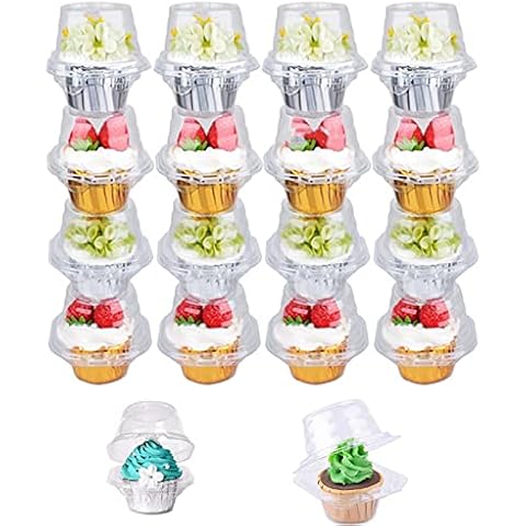 Juego de 25 cajas transparentes para cupcakes Cover