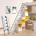 10.17FT Foldable Bunk Bed Ladder, Aluminum Attic Egress Ladder with Handrails Hooks, Space-Saving Step Ladders with Non-Slip Strips for RV Basement Window (10 Step)