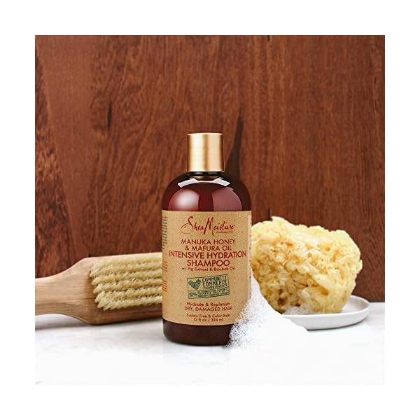 SheaMoisture Intensive Hydration Shampoo for Dry, Damaged Hair Manuka Honey and Mafura Oil Sulfate-Free 13 oz