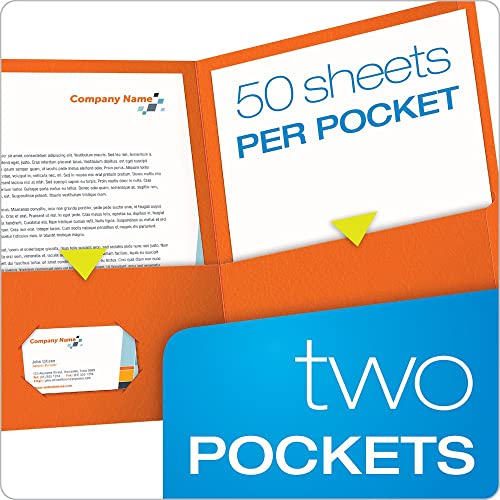 image for Oxford Twin-Pocket Folders, Textured Paper, Letter Size, Orange, Holds