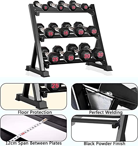 FK Sports AdjustableThree layer Dumbbell Rack 3 Tiers Black for Home Gym | Weight Rack Dumbbell | Free Weight Stand | Storage Rack Multi-layer Weights Holder 400Kg - Image 8