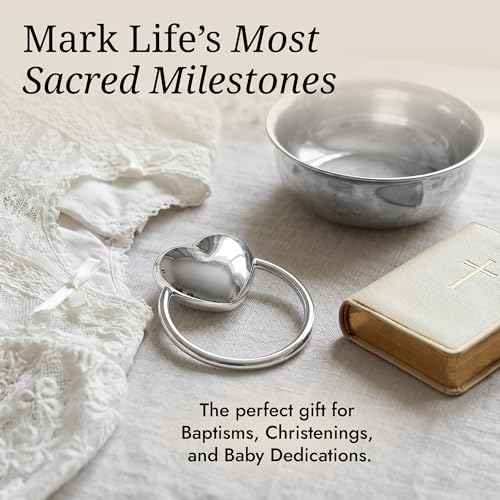Image of Heart Teether Rattle Ring for Boy and Girl, .925 Sterling Silver, Newborn Gifts, Non-Tarnishing, Beautiful Box Packaging, Custom Engraving Available