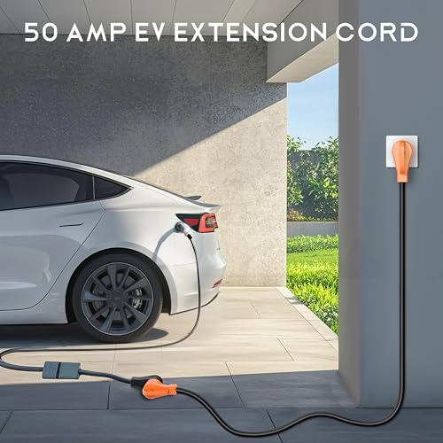 Image of 50 Amp RV /EV Extension Cord 50 Feet, Heavy Duty STW Wire, NEMA 14-50P to 14-50R, for Tesla Model 3 /S /X /Y EV Charging and RV Trailer Campers