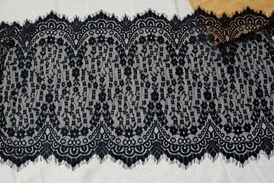 Koronkowa wstążka, Koronkowa lamówka do rzęs, tkanina w kwiaty, wielokolorowa, szerokość 34-50 cm(50cm Black)