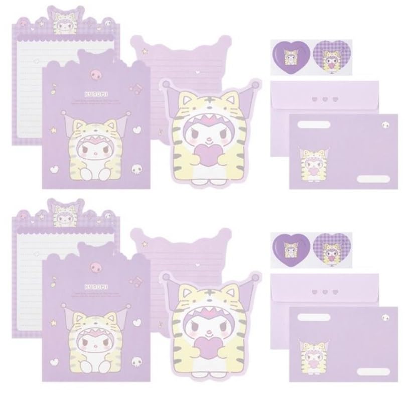Generic Cute Stationery Writing Paper and Envelopes Set, 8 Letter Papers, 4 Envelopes, and 4 Stickers Included (K)