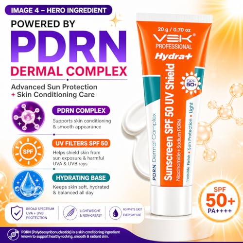 Image of VSK Professional Hydrate 2% Kojic Acid Face Serum in Gel with PDRN Dermal Complex, Glow Sunscreen & Tinted Sunscreen SPF 50+ | Alpha Arbutin Brightening Treatment for Dark Spots, Melasma & Uneven Skin Tone | Lightweight Non-Greasy Daily Use Combo |4 Tubes 20g each