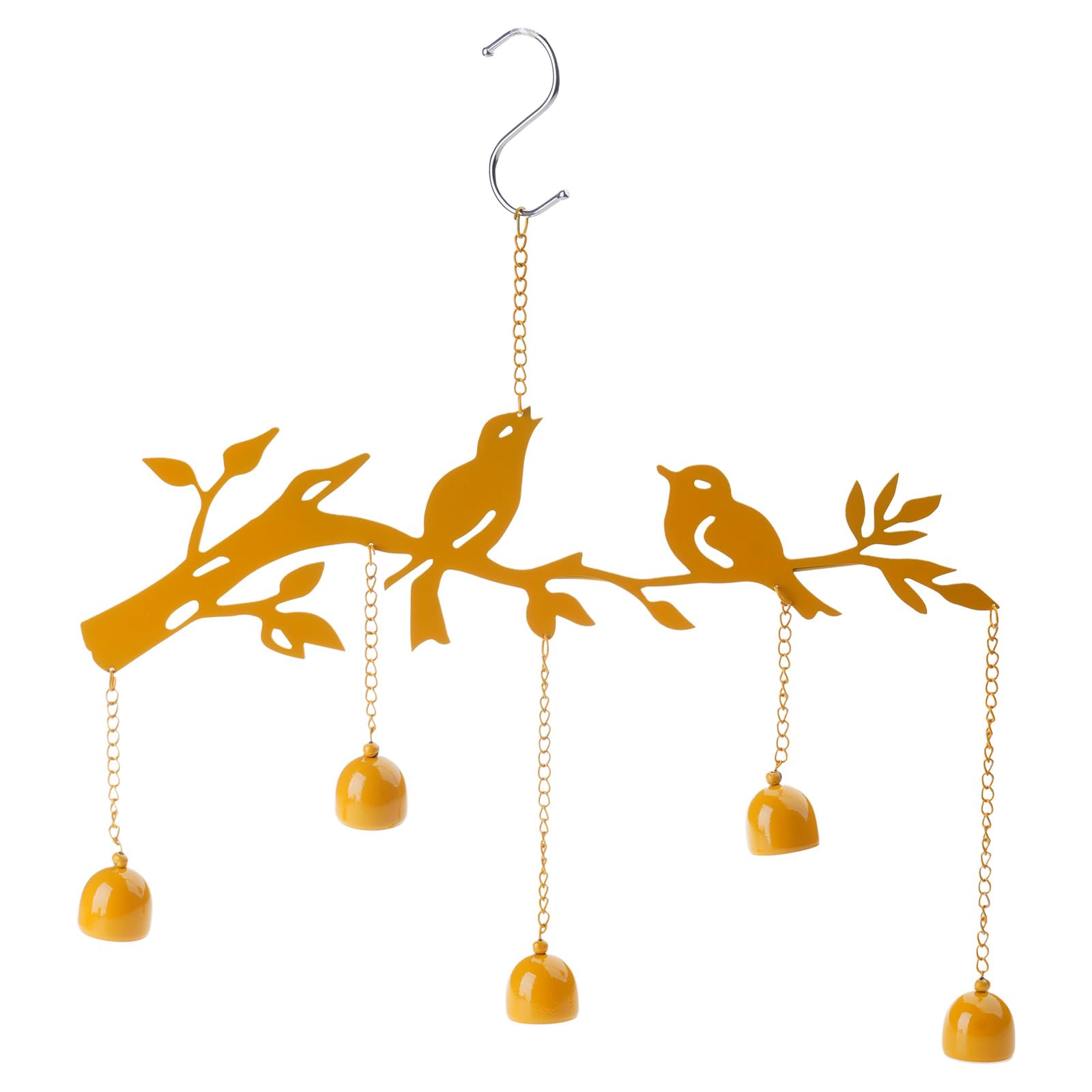 Iron Birds Bells Wind Outdoor Waterproof Garden Decoration Hanging Pendant Ornament for Parties Festival Balconys Outdoor Wind Decoration with Bird and Clock Design Relaxing Ambiance Bells