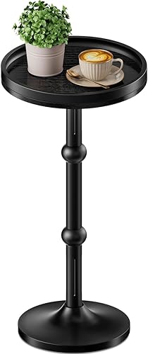 Miniatura 15 de Mesa de bebidas, pequeña mesa auxiliar redonda para espacios pequeños, mesas auxiliares redondas modernas con patas de metal, mesas de centro con
