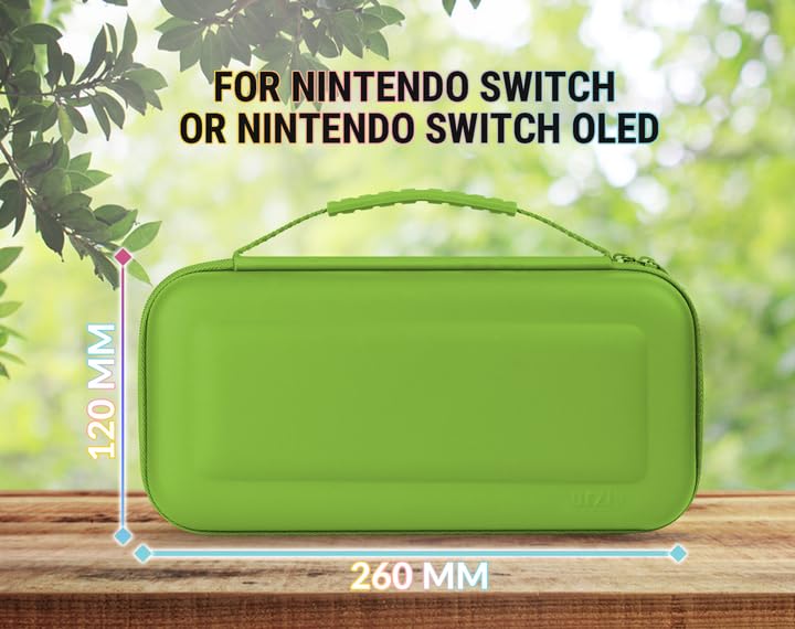 Image of Orzly Carrying case for Nintendo Switch OLED and Switch Console - Green Protective Hard Portable Travel case Shell Pouch for Nintendo Switch Console & Accessories