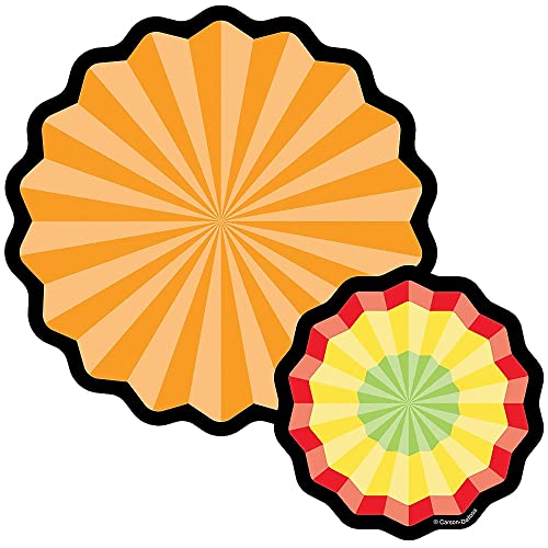 Carson Dellosa 42-Piece Retro Fan Cutouts, Groovy Colorful Cardstock Bulletin Board Decorations for Name Tags, Posterboard, 70s Theme Birthday Party, and Classroom Decor