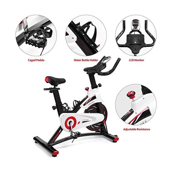 Exercise Bike Stationary, CHAOKE Indoor Cycling Bike with Heavy Flywheel, Comfortable Seat Cushion, Silent Belt Drive, LCD Monitor for Home Gym Cardio Workout Training
