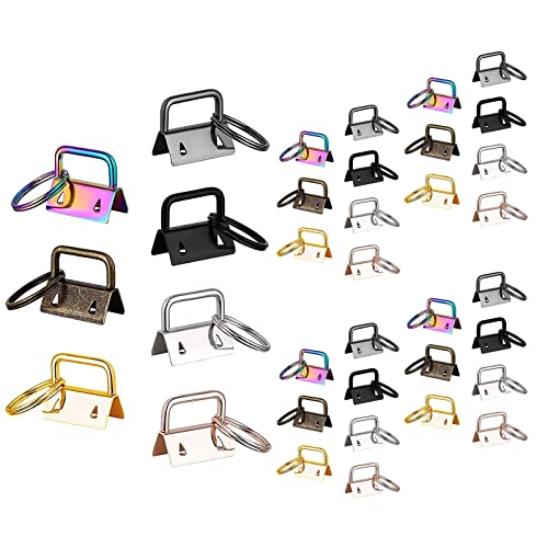 35 piezas de cordón en blanco, 25 mm, colgante de cierre de pinza con llavero, hardware para la fabricación de cordones DIY, 7 colores