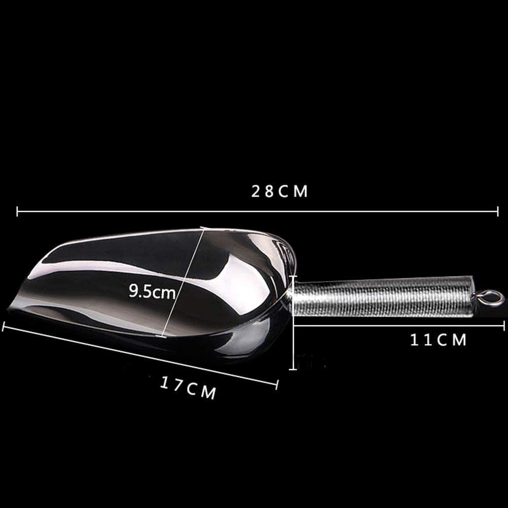 Cuillère en Acier Inoxydable, cuillère à Glace en métal pour Cuisine, Bar, Seau à Glace, Farine, Bonbons, Produits secs, cuillère à Nourriture Argent 29,5 x 10,3 cm (12 x 4 Pouces) (Argent 28 x 9,5