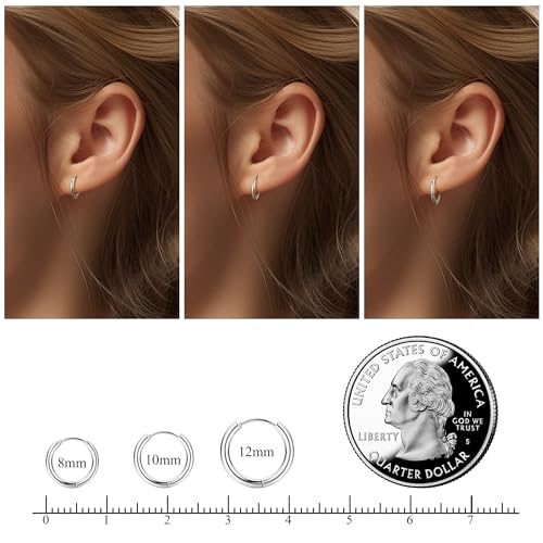 Jstyle Hypoallergenic Flat Back Earrings for Women Men Flatback Stud Earrings Surgical Steel 20G Cartilage Earring Hoop 8/10/12MM Tragus Piercing Jewelry3