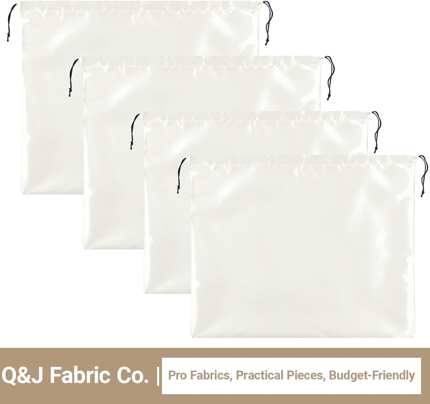 Q&J Fabric Co. 4 Pack Satin Dust Bag 15.7x19.7 inch + 19.7x23.6 inch Beige 100% Polyester Silk Bag Purse Dust Bag Shoe Bags for Closet Purse Protector Bag Dust Covers for Purses