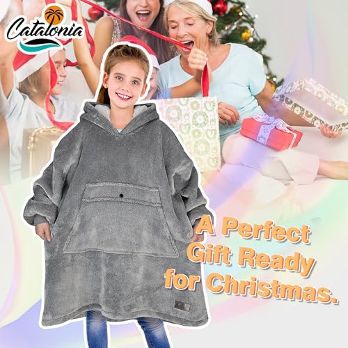 Image of Catalonia Oversized Hoodie Blanket Sweatshirt, Comfortable Sherpa Giant Pullover with Large Front Pocket for Adults Men Women Teenagers Wife Girlfriend