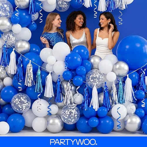 Image of PartyWoo Royal Blue Balloons 140pcs Different Sizes Pack of 18 12 10 5 Inch Dark Blue Balloon Arch Kit for Baby Shower Gender Reveal Graduation Under The Sea Birthday Party Decorations Blue-Y5