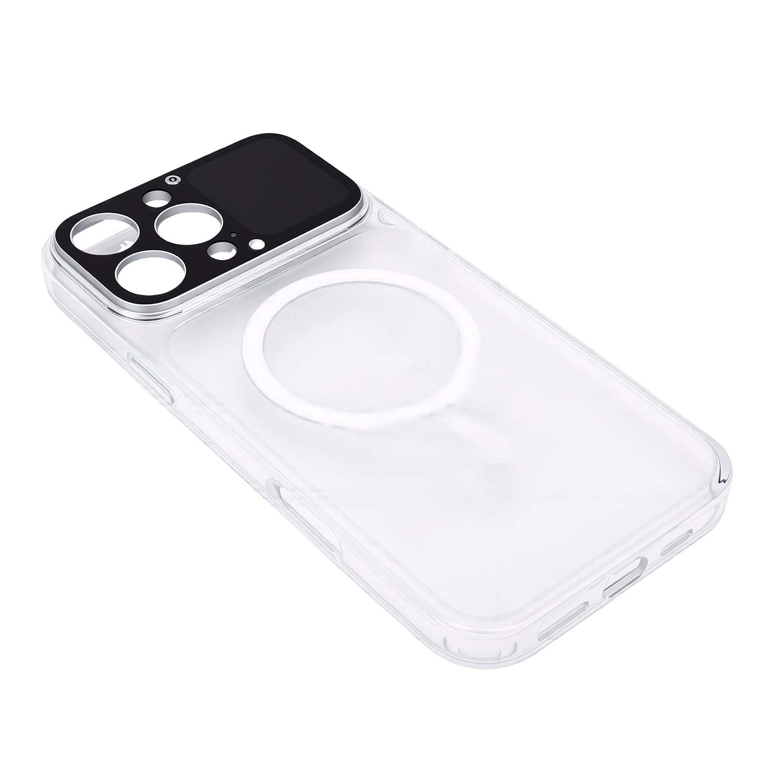CCYLEZ Custodia Smartphone con Ricarica Magnetica, Trasparente TPU, for Uso | Finestra di visualizzazione intelligente, testo e motivi personalizzabili, design leggero