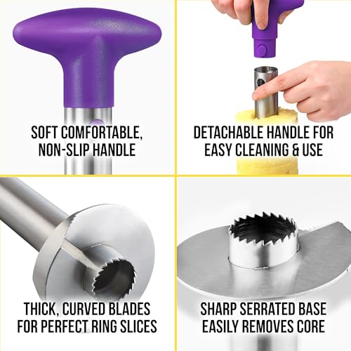 Image of Zulay Kitchen Stainless Steel Pineapple Corer, Slicer & Eye Peeler | Heavy Duty Pineapple Cutter & Eye Remover - Effortless Core Removal Tool with Reinforced Blade & Ergonomic Handle - Purple