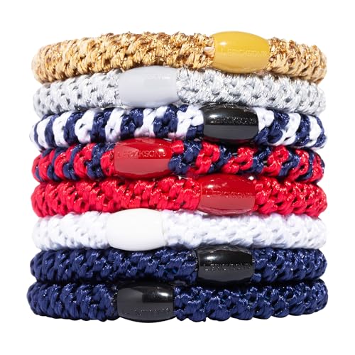 Image of L. Erickson Grab & Go Ponytail Holders, Americana, Set of Eight - Exceptionally Secure with Gentle Hold