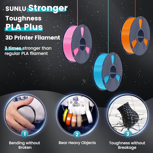 Image of SUNLU 4KG 3D Printer Filament PLA Plus 1.75mm Black, Neatly Wound PLA+ Filament 1.75mm, PLA Filament Bundle for Most FDM 3D Printer, 1kg Spool, 4 Packs, Black