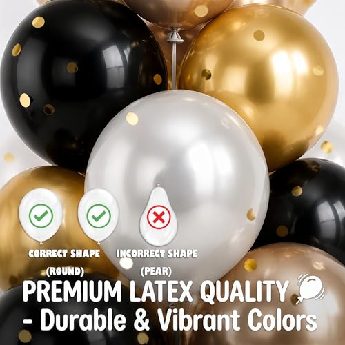 Image of Black Gold Balloon Tower Kit Set of 2 With Base,Pole for Party Decor
