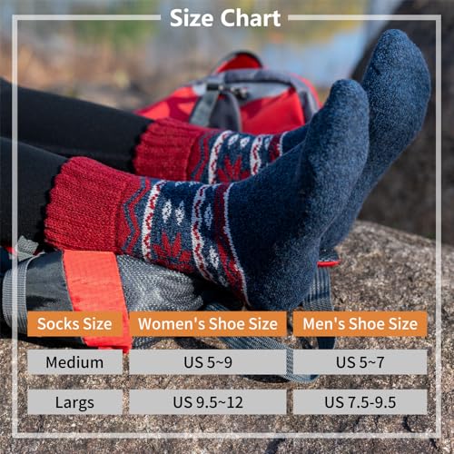 Time May Tell Womens Merino Wool Thermal Socks Warm Cushioned Boot Socks for Winter, Hiking & Outdoor Activities 3 Pack4