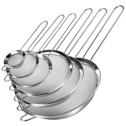 6 PCS Fine Mesh Strainers, Stainless Steel Strainer Set Kitchen Sieve
