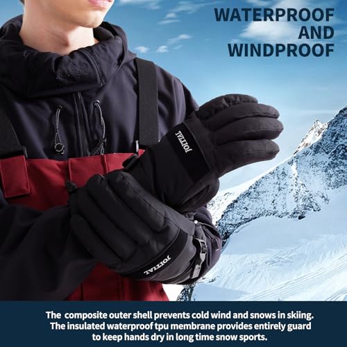 Adult Unisex Waterproof & Wear-Resistant Ski Gloves - Warm & Multifunctional - Anti-Slip - Black - Image 3