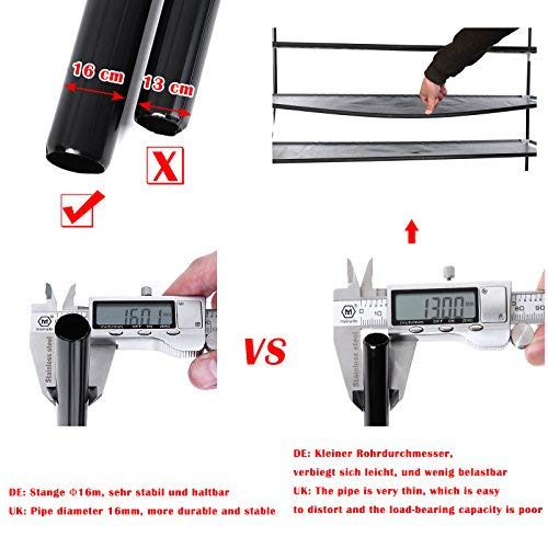 SONGMICS Scarpiera Scaffale a 10 Ripiani Capacità Fino a 50 Paia di Scarpe Scaffali portascarpe Cabina Guardaroba In Acciaio Tessuto Nero 100 x 29 x 175 cm LSR10H - Immagine 3