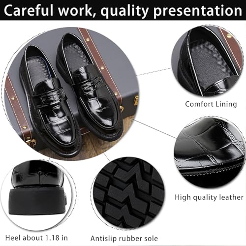 Men's Patent Leather Printing Slip On Platform Loafers Comfort Round Toe Non-Slip Lug Sole Business Dress Shoes Fashion Causal Party Wedding Prom Work Shoes3