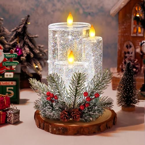 Vela sin llama de globo de nieve de Navidad con luces LED de mesa 3
