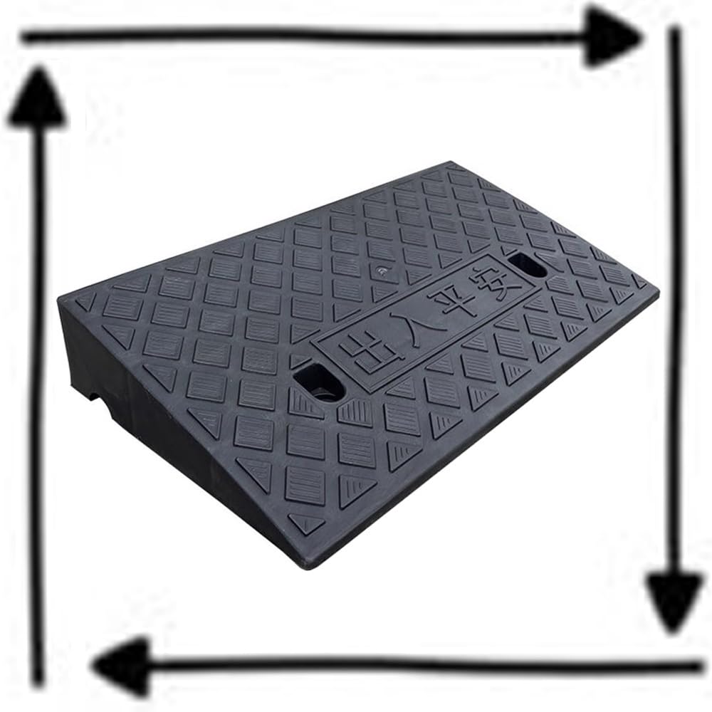 Black 4.7in/12cm Rubber Curb Ramp for Wheelchair Bike Garage Non Slip Threshold Ramp for Doorway Stairs Driveway