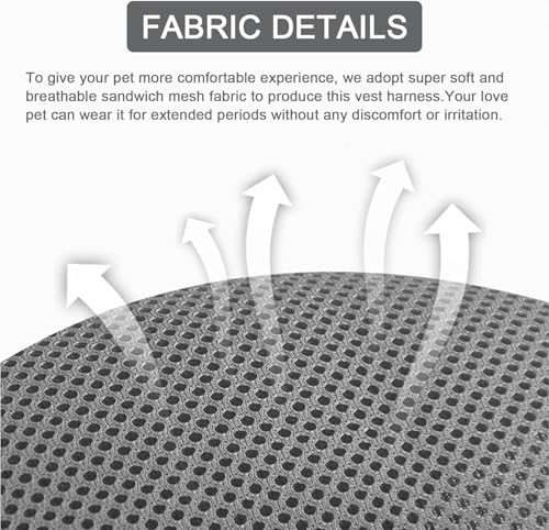 Image of Cat Harness and Leash Set, Upgraded Escape Proof Adjustable Vest with Lead for Kitten Puppy Outdoor Walking, Soft Breathable Mesh Jacket with Reflective Strips for Dark Night, M, Gray