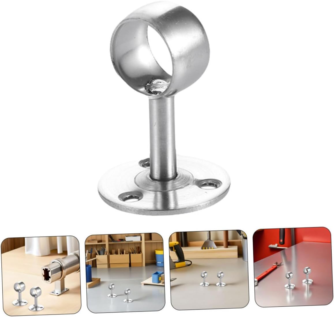 Toyvian 10pcs Stainless Steel Curtain Rod Mounting Brackets 19.5mm Closet Rod Flange Socket Sturdy for Wardrobe Rail and Towel Pipe Organization