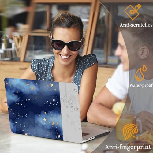 Funda MacBook Air 15 M4 M3 M2 diseño resistente de estrellas y nubes con protector teclado 2