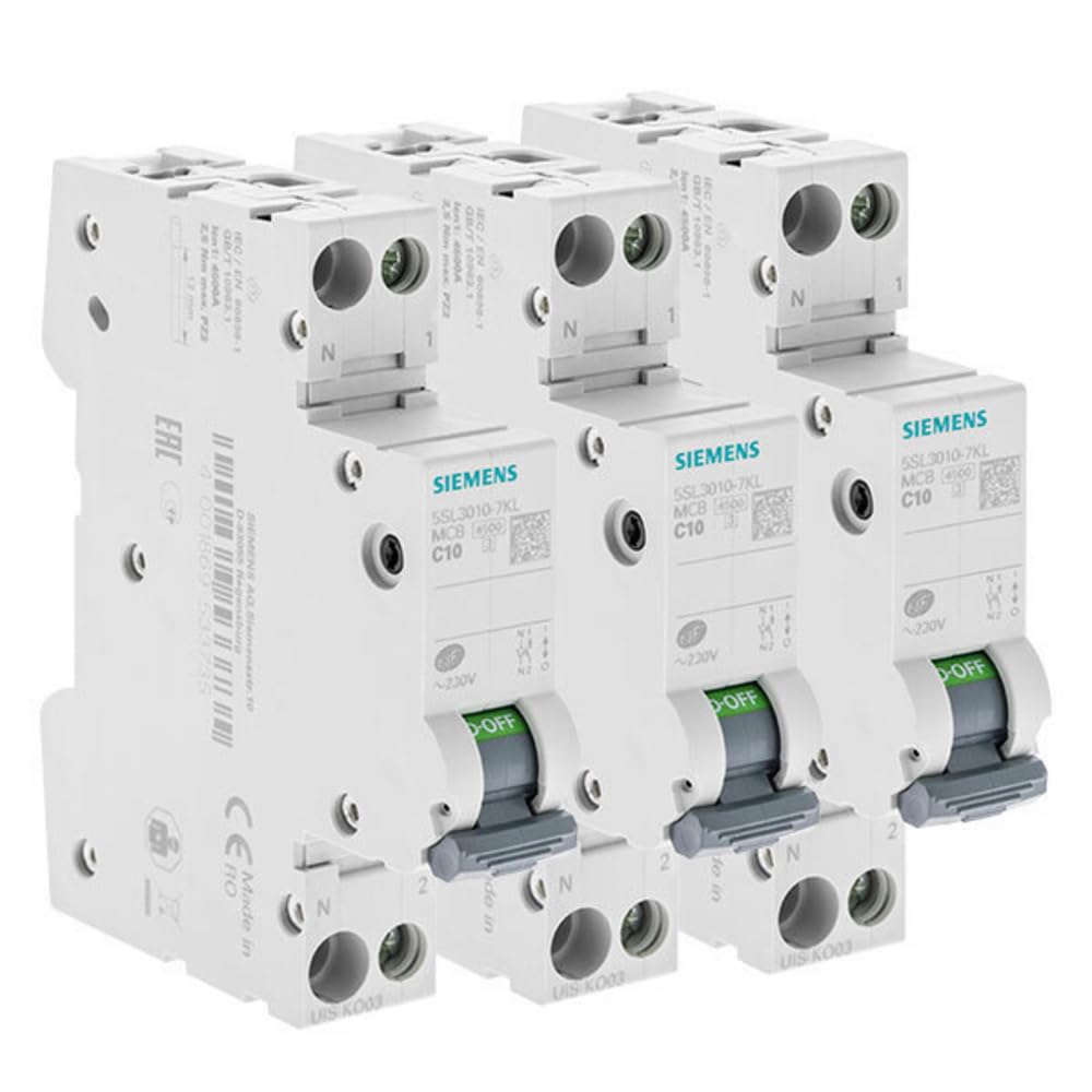 LOT 3 disjoncteurs modulaire 230V, 4,5kA, 1+N POLES, COURBE C, 10A