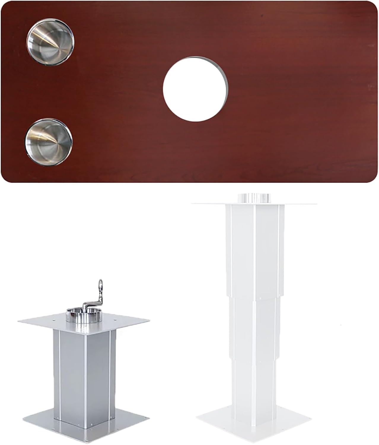 31 * 16 in Boat Pontoon Table, RV Dinette Desk Dining Table with 2 Recessed Cup Holders, Adjustable Height 12-28", for Caravan RV or Marine Boat(Red)