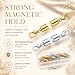 12 Pack Magnetic Necklace Clasps and Closures. Necklace Jewelry Extender with Strong Magnet. Magnetic Necklace Clasp for Jewelry Necklace Bracelet Making. Gold and Silver Plating (Regular)