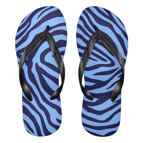 Blue Zebra Stripes Flip Flop Beach Summer Casual Sandal for Women & Men Shower Shoes 20861809