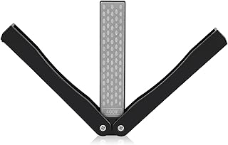 Garden Tool Sharpening Stone, Double Sided Folding Diamond Knife Sharpener for Outdoor Camping Diamond Sharpening Stone Fine Coarse Grit Sharpener for Kitchen Garden (Black)