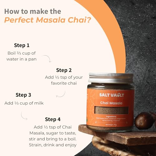 Image of Salt Vault Premium Chai Masala Powder (50g) | 100% Chemical-free, Handpicked, Farm-Sourced Spices | No Preservatives, No Adulteration | Perfect Indian Masala Tea Spice Blend | Antioxidant-Rich Immunity Booster