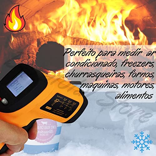 Termometro Industrial Culinaria a Laser Para Forno Freezer -50º A 380ºC Digital Sem Contato LCD Term